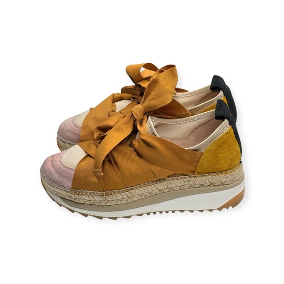 Free People ❤︎︎ Chapmin Ribbon Tie Espadrille Sneakers ❤︎︎ Tan Pink ❤︎︎ 39 8 8.5 - Picture 7 of 16